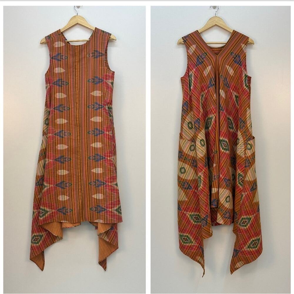 LinLana Made in Thailand Oversized Designer Lagenlook Dress Size L Art to Wear